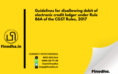 Guidelines for disallowing debit of electronic credit ledger under Rule 86A of the CGST Rules, 2017