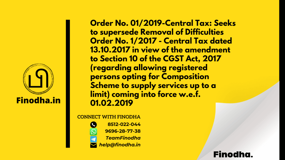 Order No. 1/2019 Central Tax