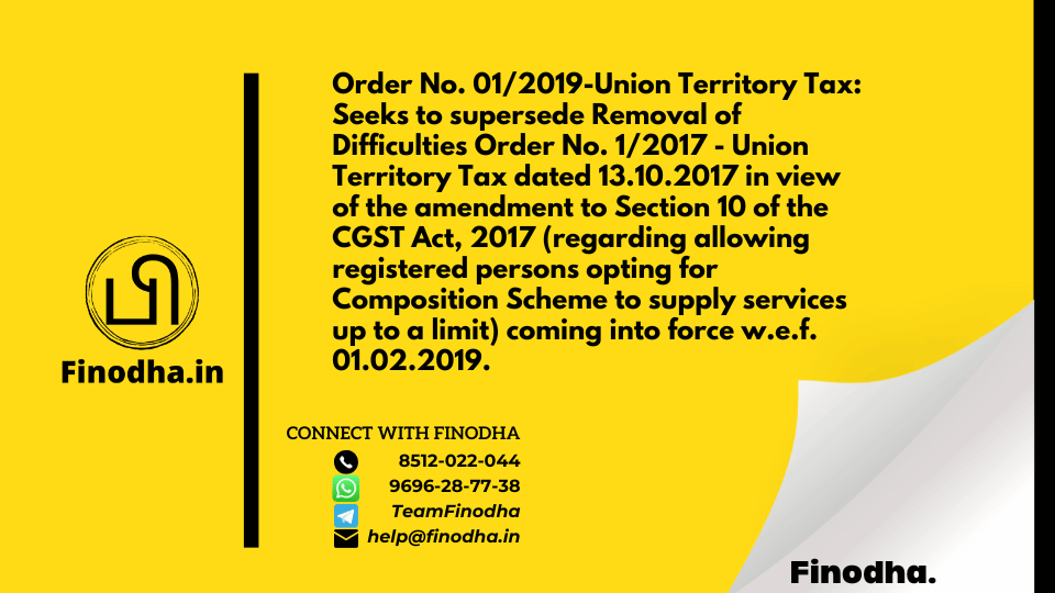 Order No. 01/2019-Union Territory Tax