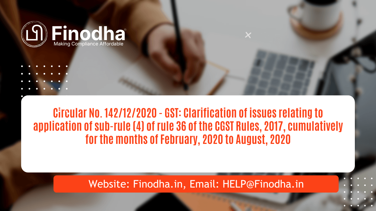 Circular No. 142/12/2020 - GST