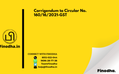 Corrigendum to Circular No. 160/16/2021-GST