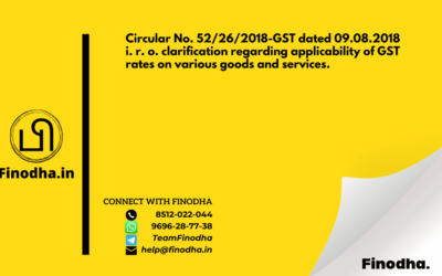 Circular No. 52/26/2018 – GST dated 09.08.2018 i. r. o. clarification regarding applicability of GST rates on various goods and services.