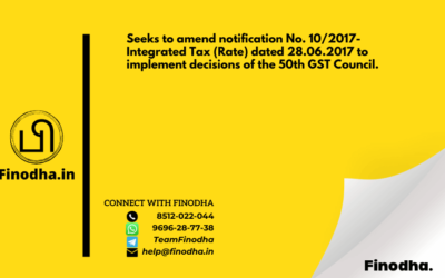 Notification No. 13/2023 – Integrated Tax (Rate): Seeks to amend notification No. 10/2017- Integrated Tax (Rate) dated 28.06.2017 to implement decisions of the 50th GST Council.