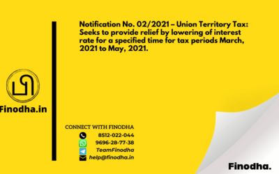 Notification No. 02/2021 – Union Territory Tax: Seeks to provide relief by lowering of interest rate for a specified time for tax periods March, 2021 to May, 2021.