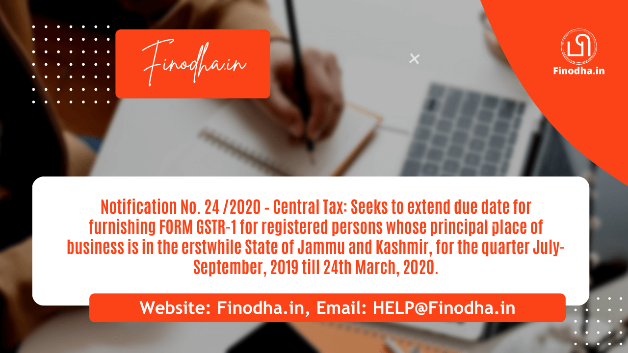 Notification No. 24 2020 – Central Tax Notification No. 24/2020 – Central Tax