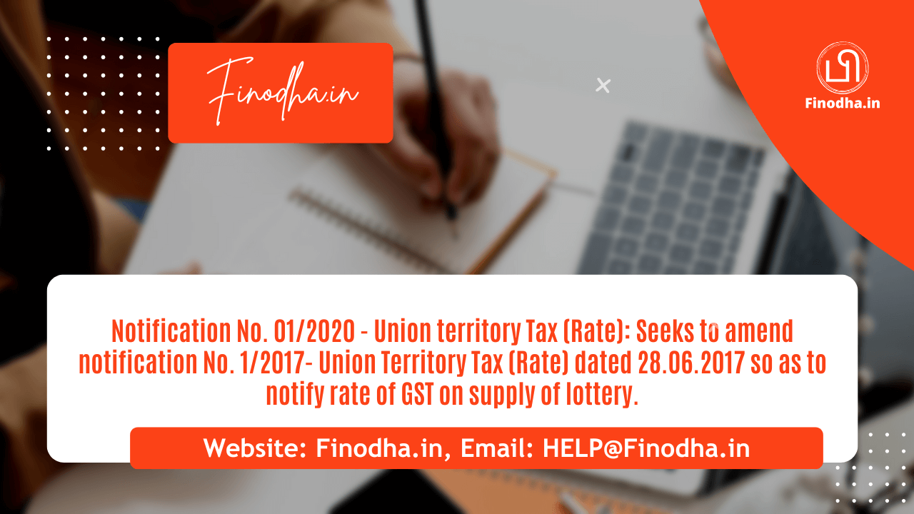 Notification No. 012020 – Union territory Tax (Rate) Notification No. 01/2020 – Union Territory Tax (Rate)