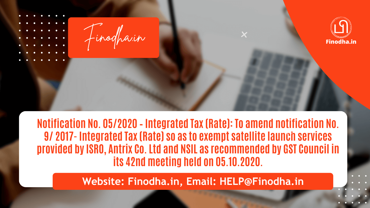 Notification No. 052020 – Integrated Tax (Rate) Notification No. 05/2020 - Integrated Tax (Rate)