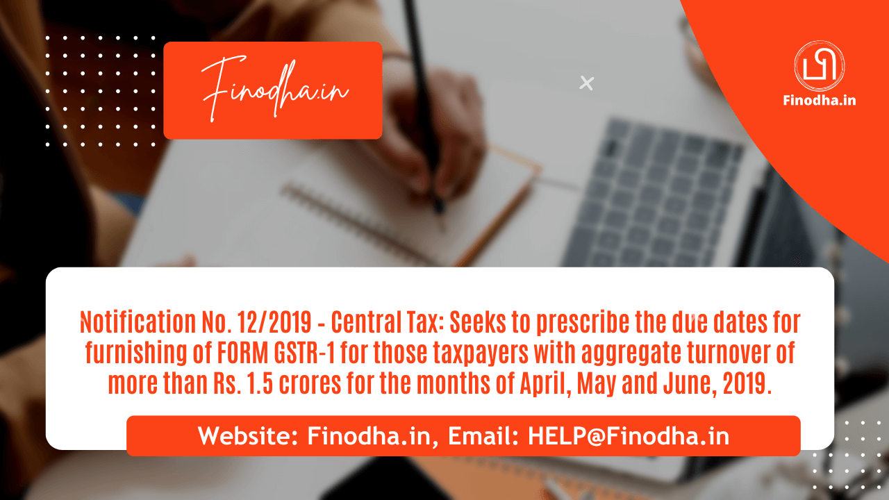 Notification No. 122019 – Central Tax Notification No. 12/2019 – Central Tax