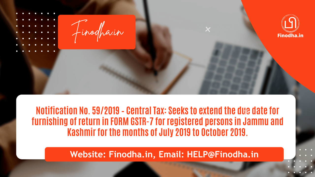 Notification No. 592019 – Central Tax Notification No. 59/2019 – Central Tax