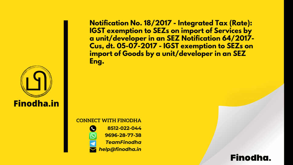 GST Notification No. 18/2017 - Integrated Tax (Rate)