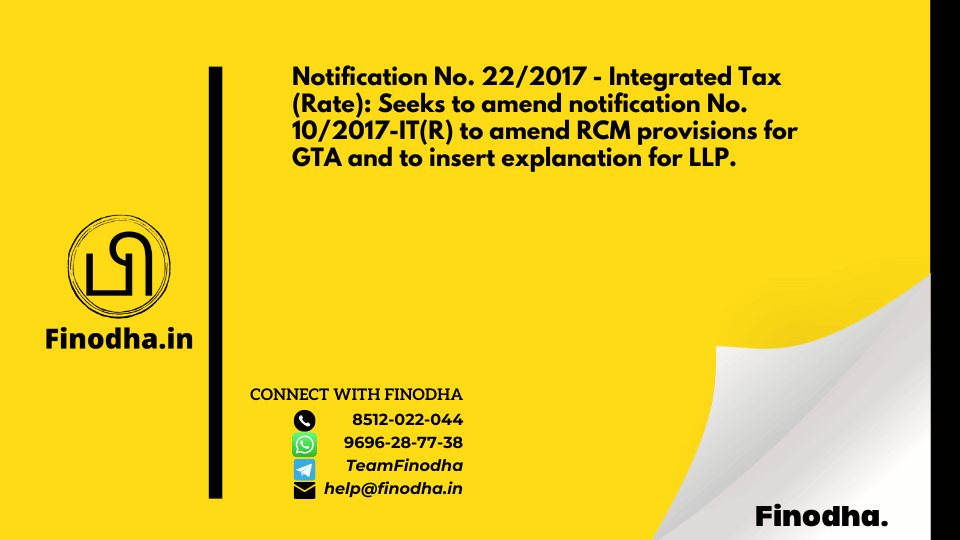 GST Notification No. 222017 - Integrated Tax (Rate)