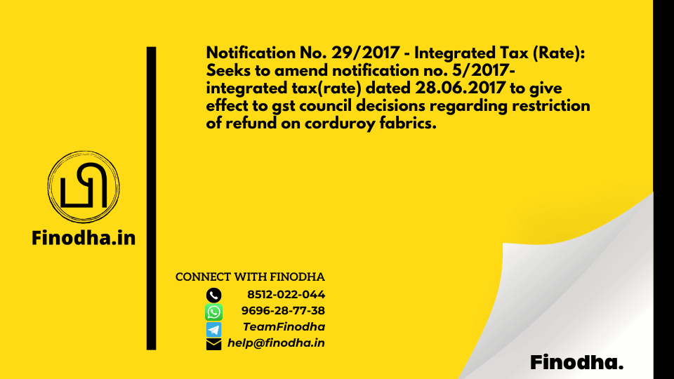 GST Notification No. 292017 - Integrated Tax (Rate)