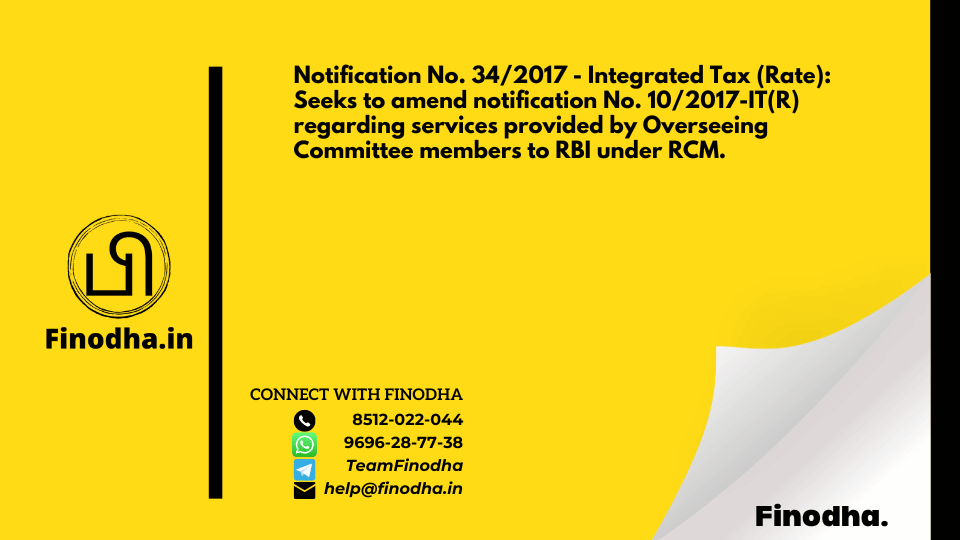 GST Notification No. 342017 - Integrated Tax (Rate)