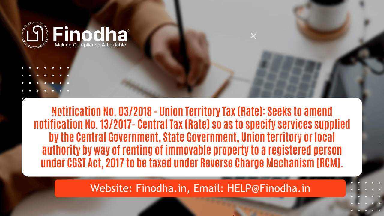 Notification No. 03/2018 - UTGST