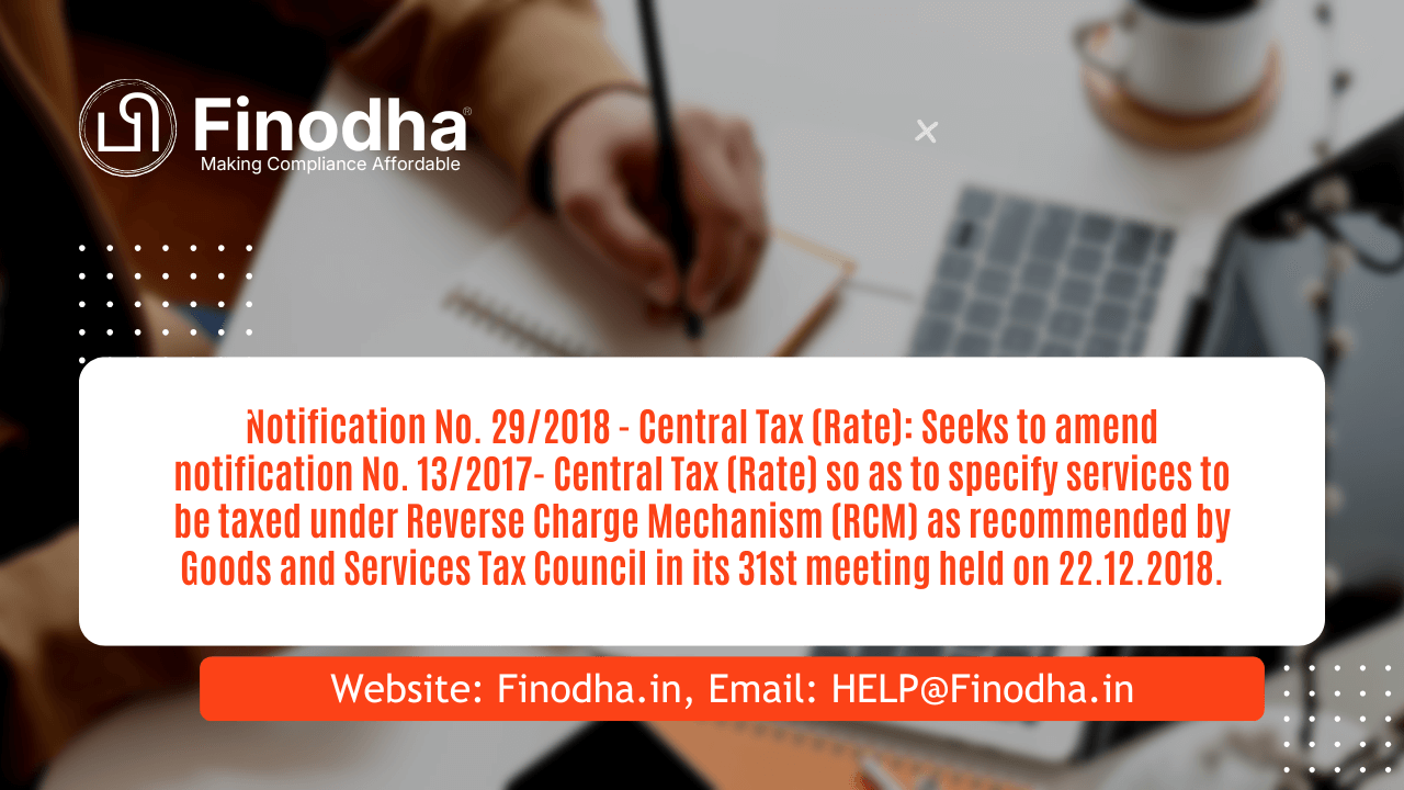 Notification No. 29/2018 – Central Tax (Rate)