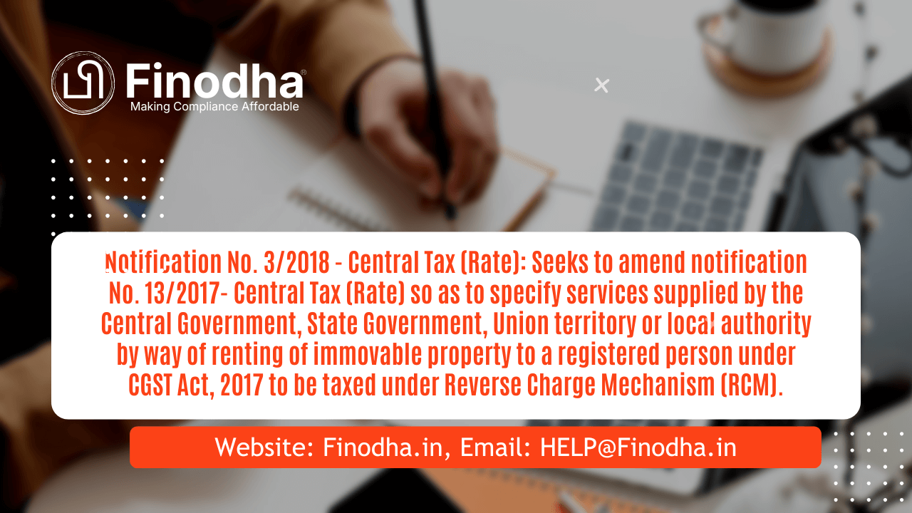 Notification No. 03/2018 - Central Tax (Rate)