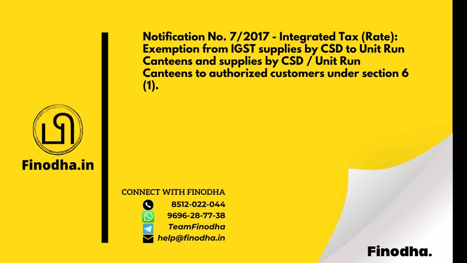 Notification No. 7/2017 - Integrated Tax (Rate) GST