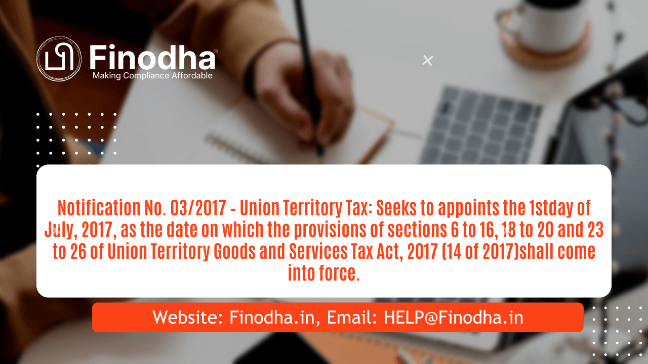 Notification No. 03/2017 - Union Territory Tax