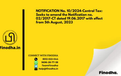 NOTIFICATION No. 10/2024-Central Tax: Seeks to amend the Notification no. 02/2017-CT dated 19.06.2017 with effect from 5th August, 2023