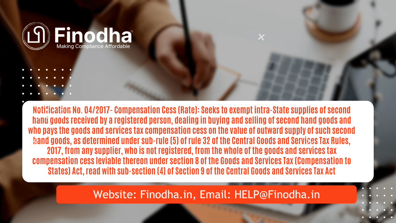 Notification No. 04/2017- Compensation Cess (Rate)
