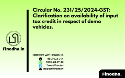 Circular No. 231/25/2024-GST: Demo vehicles.