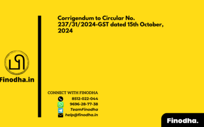 Corrigendum to Circular No. 237/31/2024-GST dated 15th October, 2024