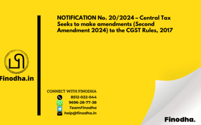 NOTIFICATION No. 20/2024 – Central Tax Seeks to make amendments (Second Amendment 2024) to the CGST Rules, 2017