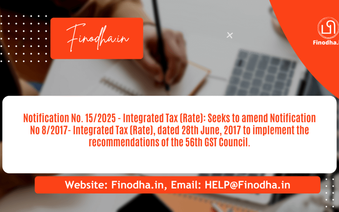 Notification No. 15/2025 – Integrated Tax (Rate) Updates