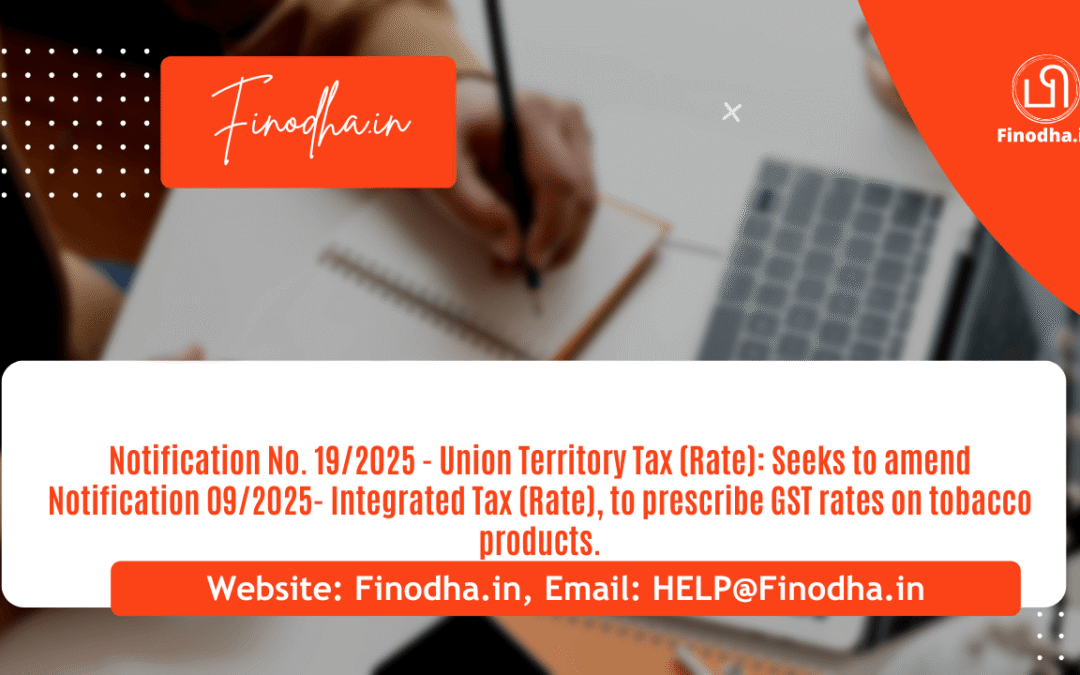 Notification No. 19/2025 – Union Territory Tax (Rate)